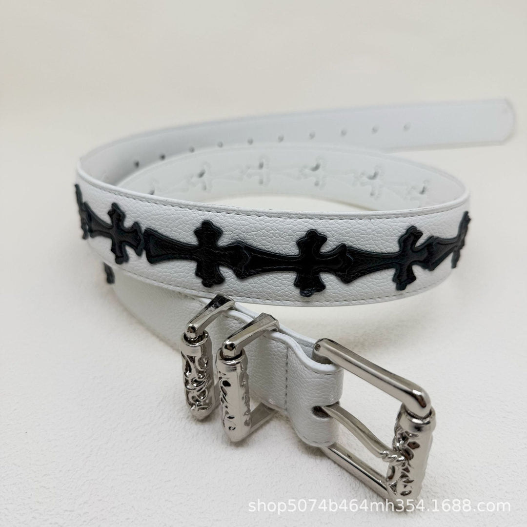 Chrome Hearts Cross-Motif Classic Leather Belt