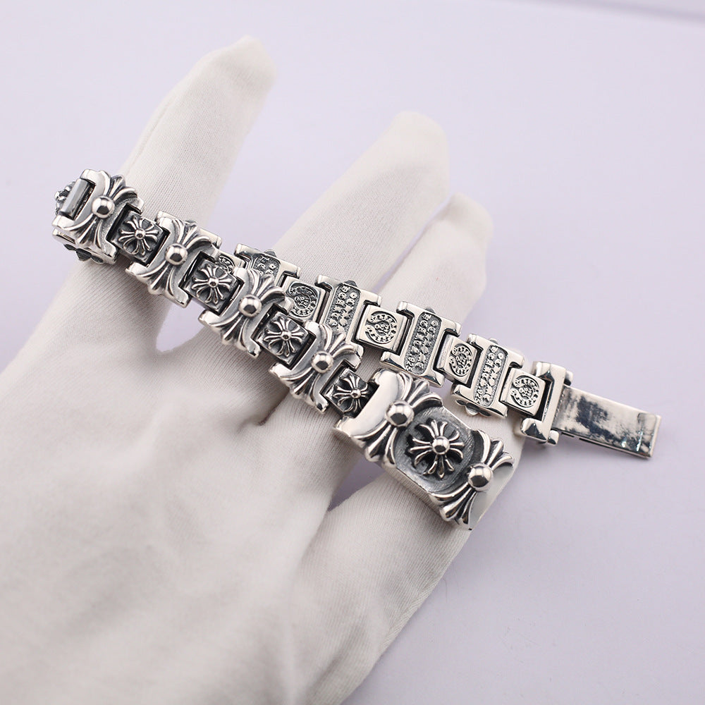 chrome hearts horseshoe print cross flower bracelet