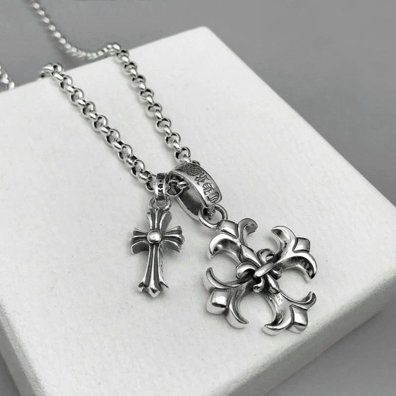 Chrome Hearts Double Cross Pearl Chain