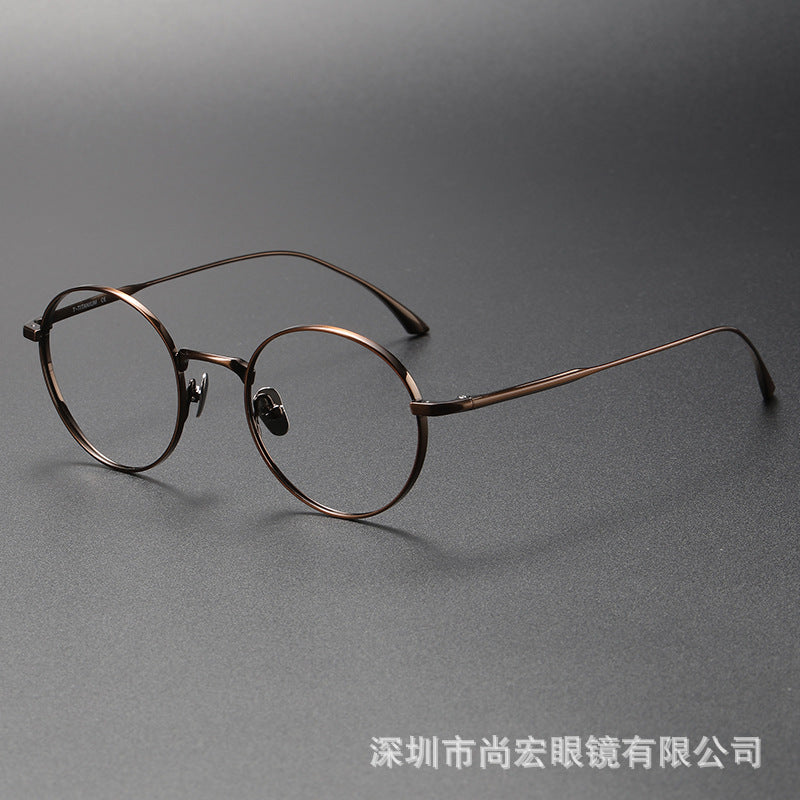 Pure titanium women's retro round handmade glasses frame