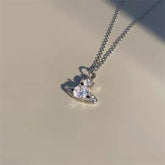 Saturn full diamond necklace clavicle chain