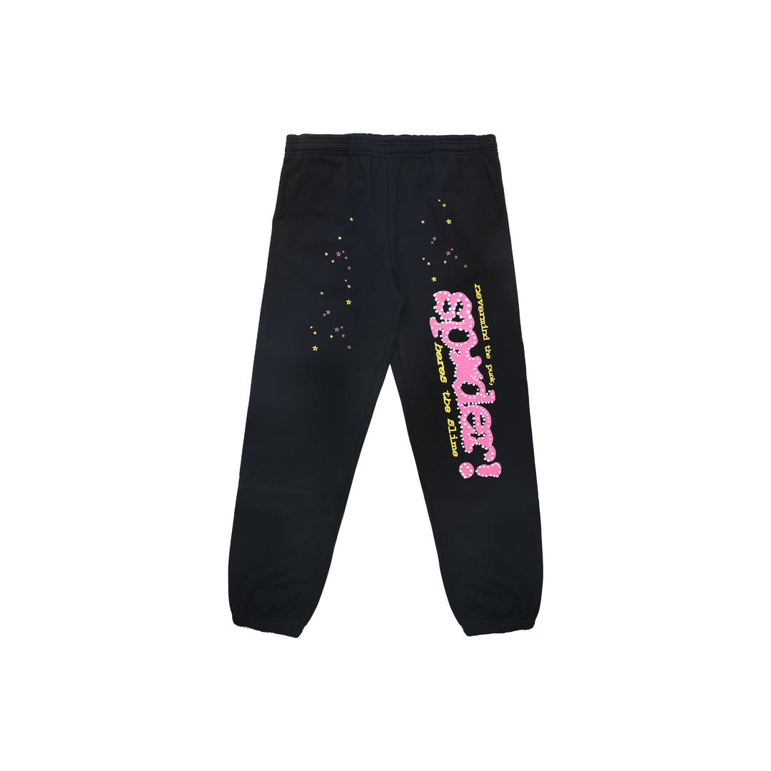 Sp5der foam letter 555 hoodie Pink Casual pants
