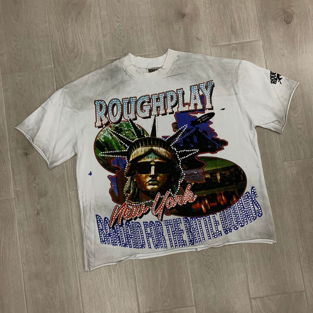 RoughPlay NYC Distressed, Ripped, and Sparkling Short-Sleeve T-Shirt