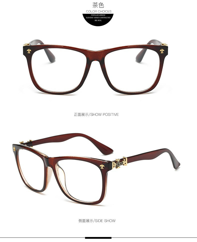 Trendy thick-rimmed non-prescription large-framed eyeglasses