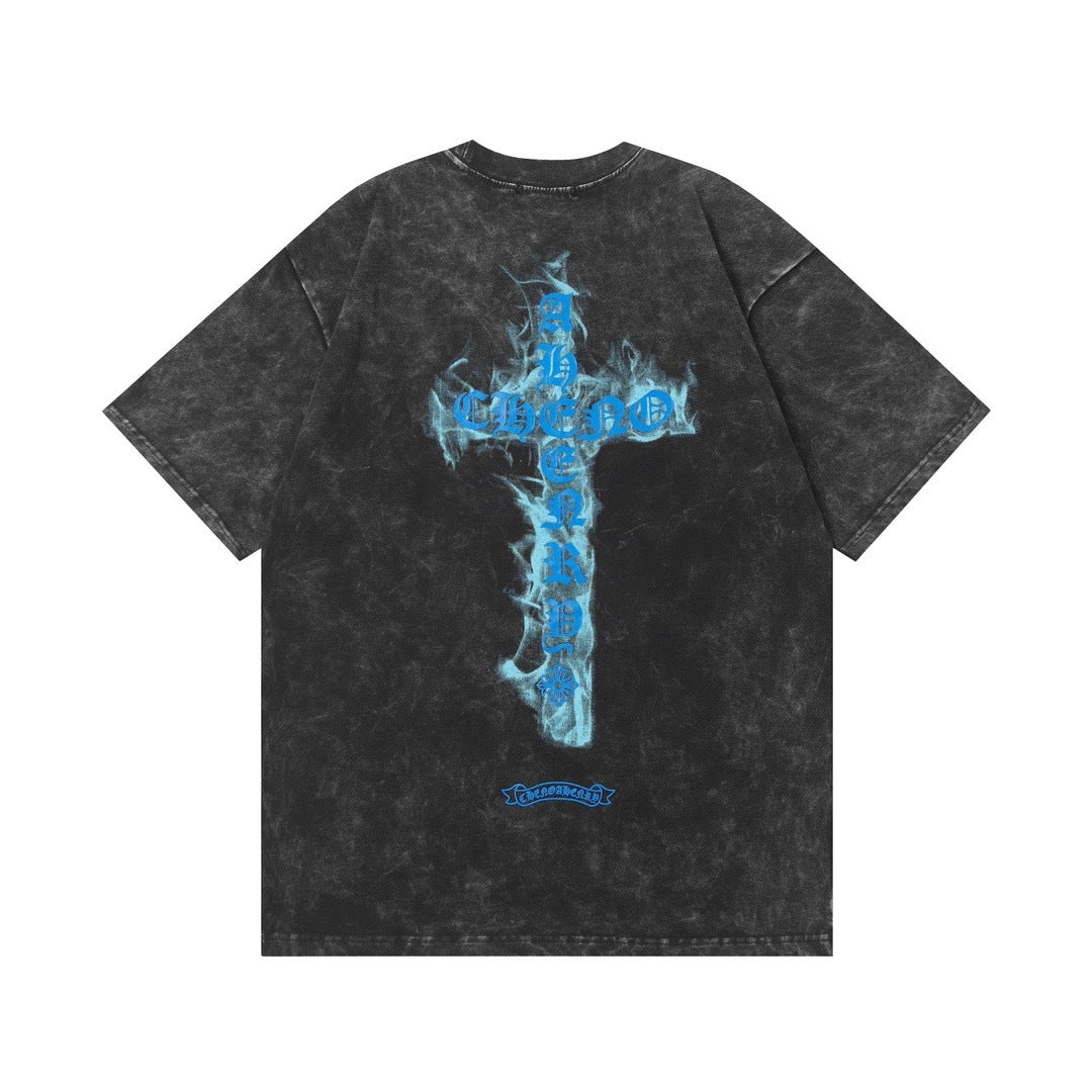 Chrome Hearts Summer Embroidery Print Cotton T-Shirt Short-Sleeve