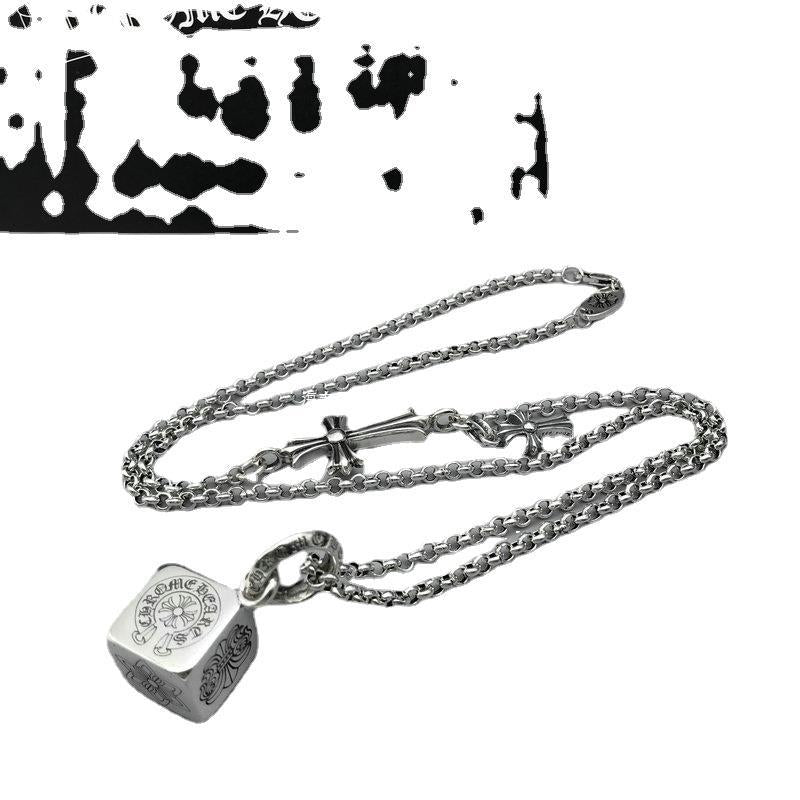 ch chrome hearts cross necklace multi-element dice pendant