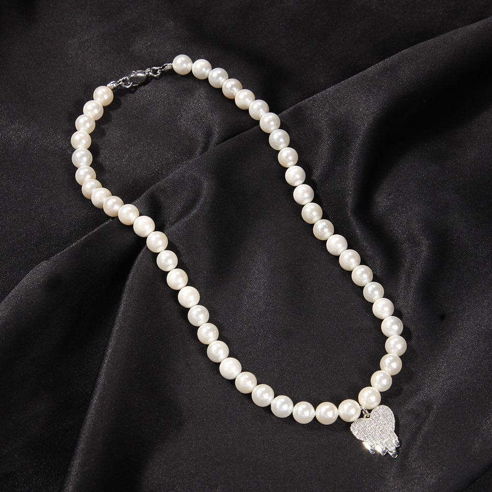 Water Drop Love Pearl Necklace Hip Hop Trend Necklace