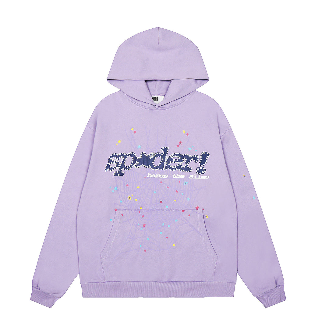 Sp5der 555555 star pattern hooded trousers and sweatshirt