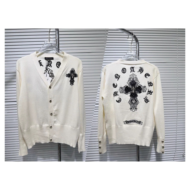 Chrome hearts cross cotton knitted cardigan sweater