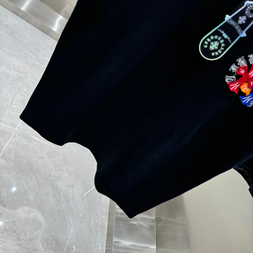 Chrome Hearts Washed Appliqué Embroidered Short-sleeved T-shirt