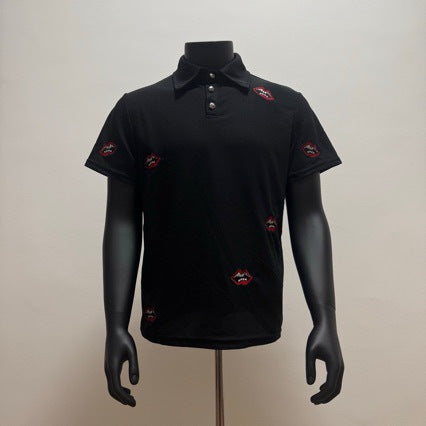 Chrome Hearts red lip print polo shirt
