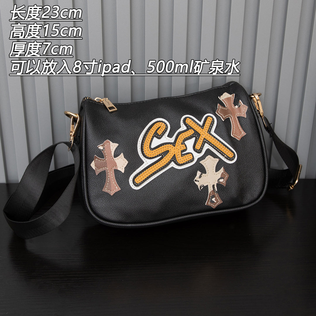 Chrome Hearts cross camouflage PU leather crossbody bag