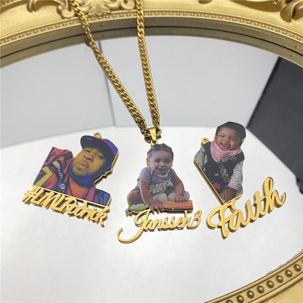 Custom Photo Necklace Custom Picture Nameplate Pendant Necklace for Kids Memory Jewelry