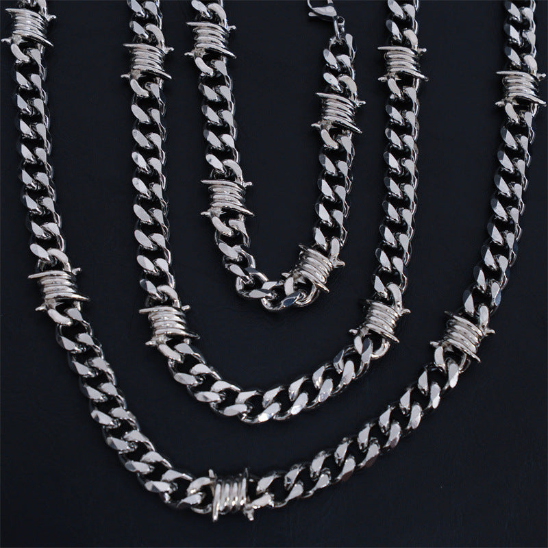 Hip Hop Thorn Cuban Chain Titanium Steel Necklace