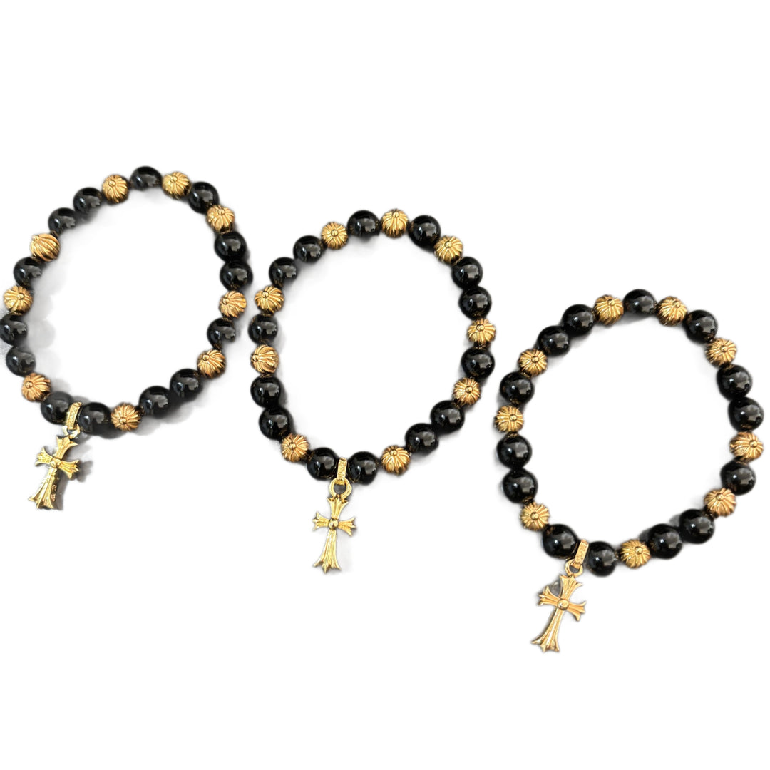Chrome Hearts Gold Diamond Cross Bracelet