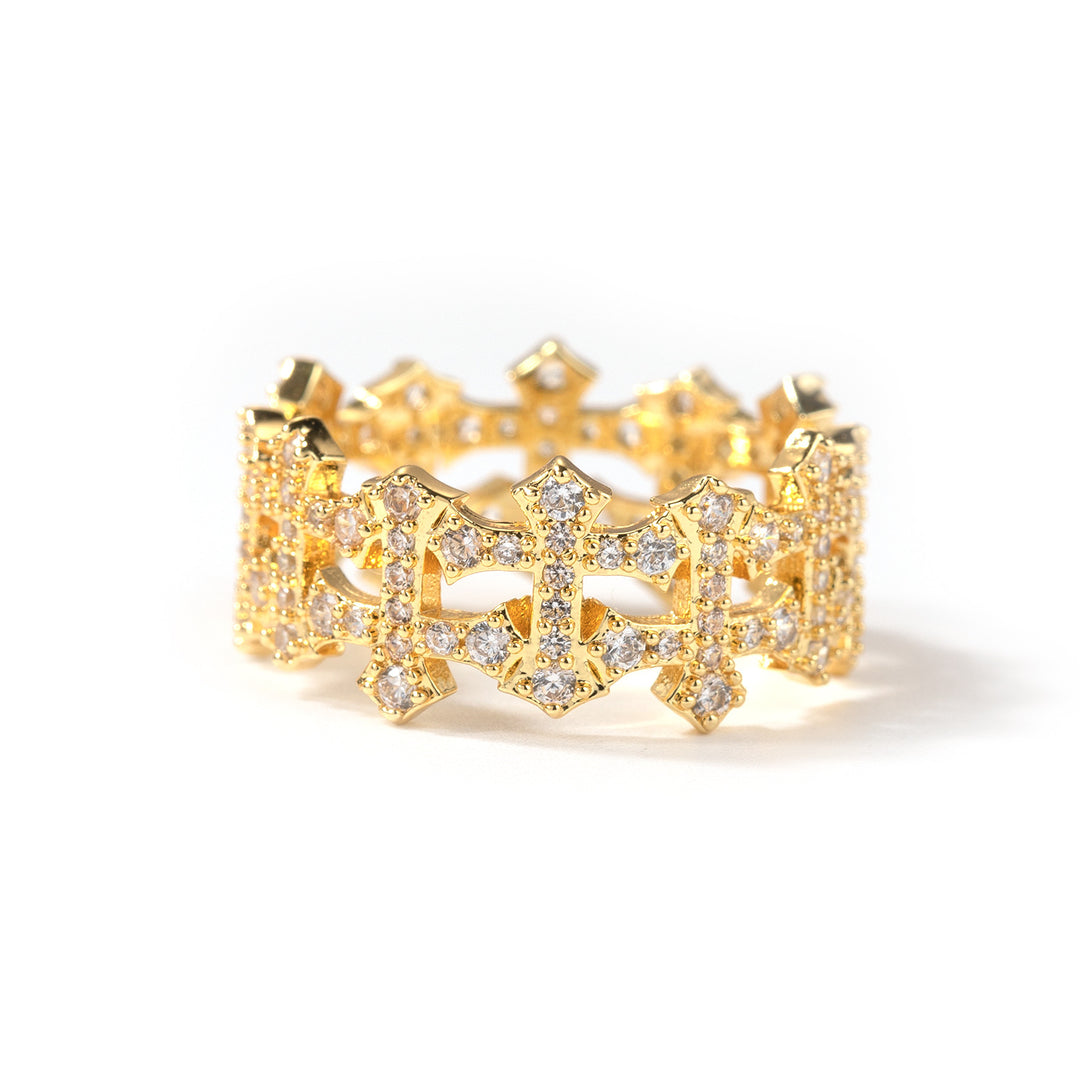 9mm Double-Sided Cross-Shaped Zircon Ring