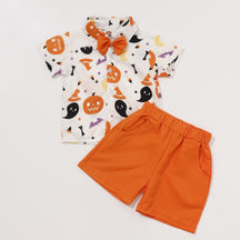 Halloween shirt shorts pumpkin suit