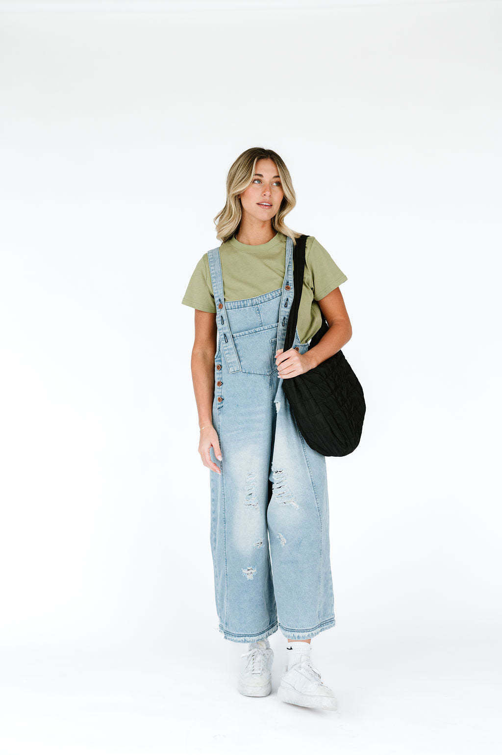 Vintage Distressed Ripped Loose-Fit Wide-Leg Denim Overalls