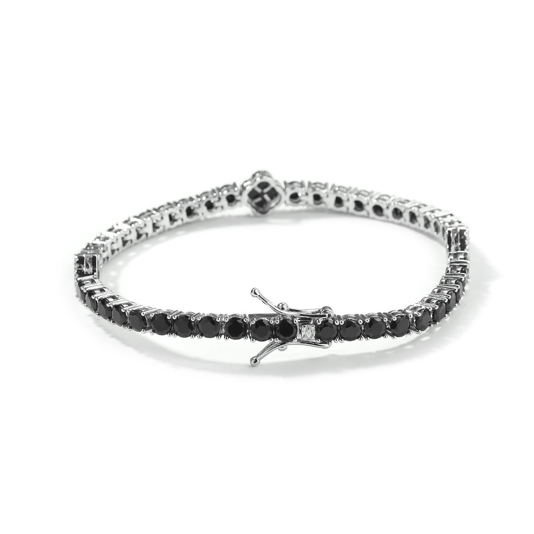 Silver Black Four-Leaf Clover Buckle Bracelet