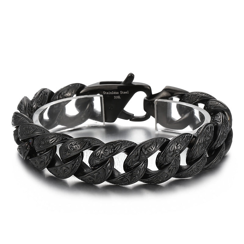 Patterned multi-link interlocking titanium steel bracelet