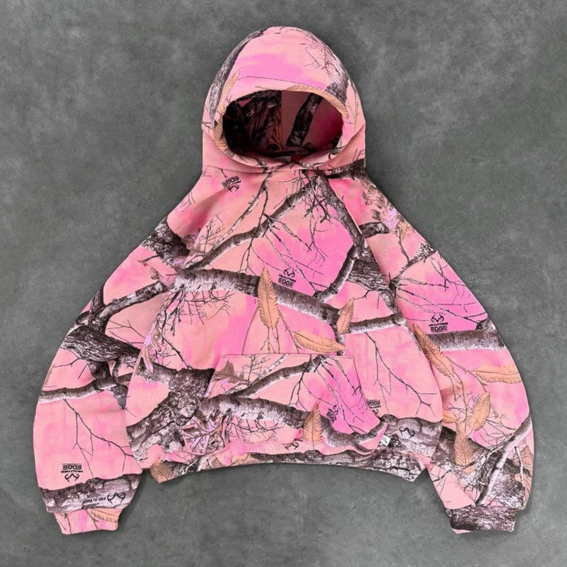 Y2K camouflage leaf hip-hop hoodie.