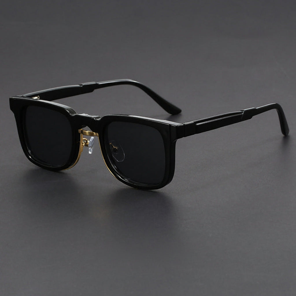 Retro European and American Square Sunglasses with Spring Temples