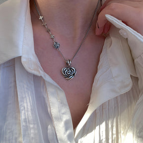 Thai Silver Rose Necklace