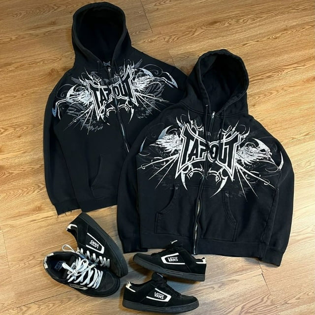 Y2K 90s Retro Graphic Skeleton Zipper Hoodie