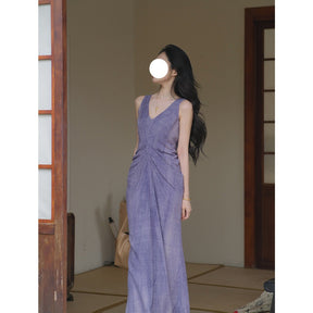 Summer New Chinese Style High-end Linen Sleeveless Dress