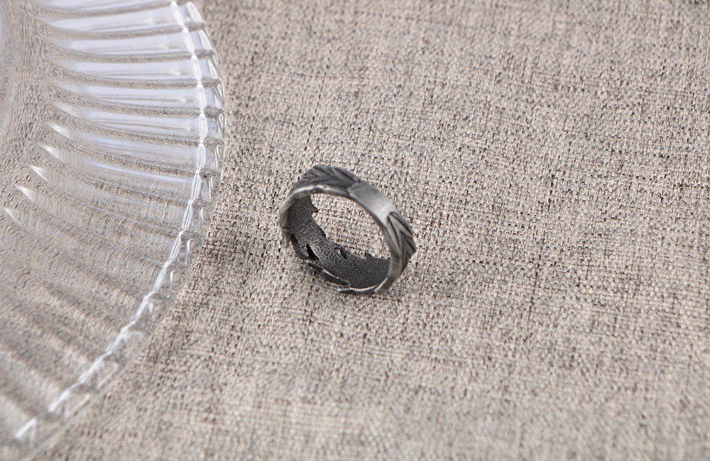 Vintage distressed botanical and wheat ear ring