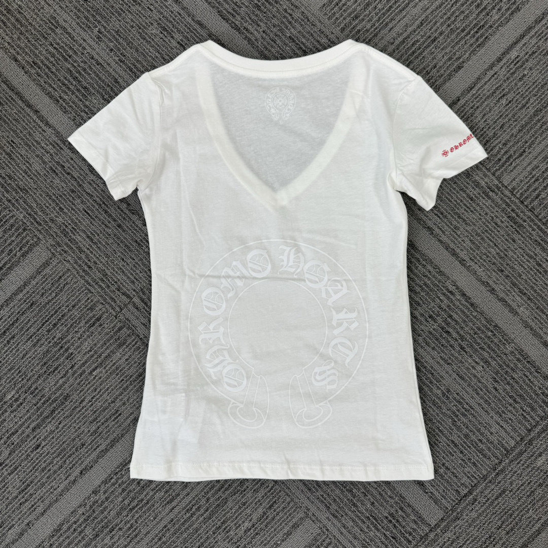 Chrome Hearts V-neck slim fit short-sleeved T-shirt