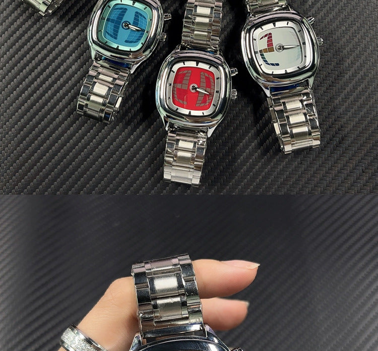 Y2K retro steel band deformable digital dynamic watch