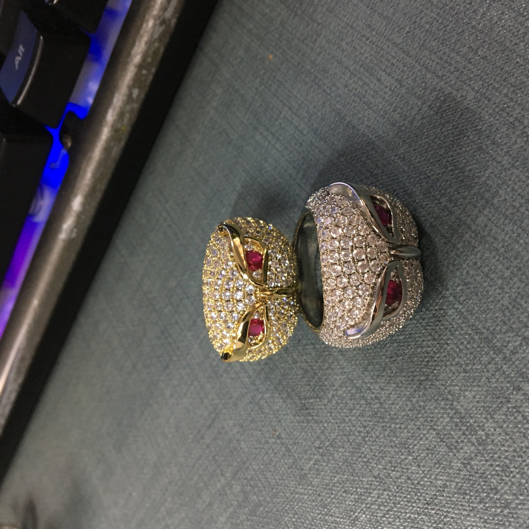 Hip-hop creative owl zircon-encrusted ring