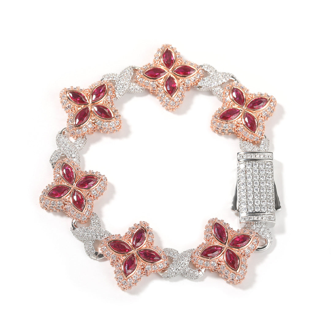 Hip-hop zircon colored infinite four-leaf clover bracelet