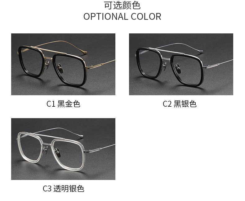 Iron Man Glasses Square Frame Double Bridge Large Frame