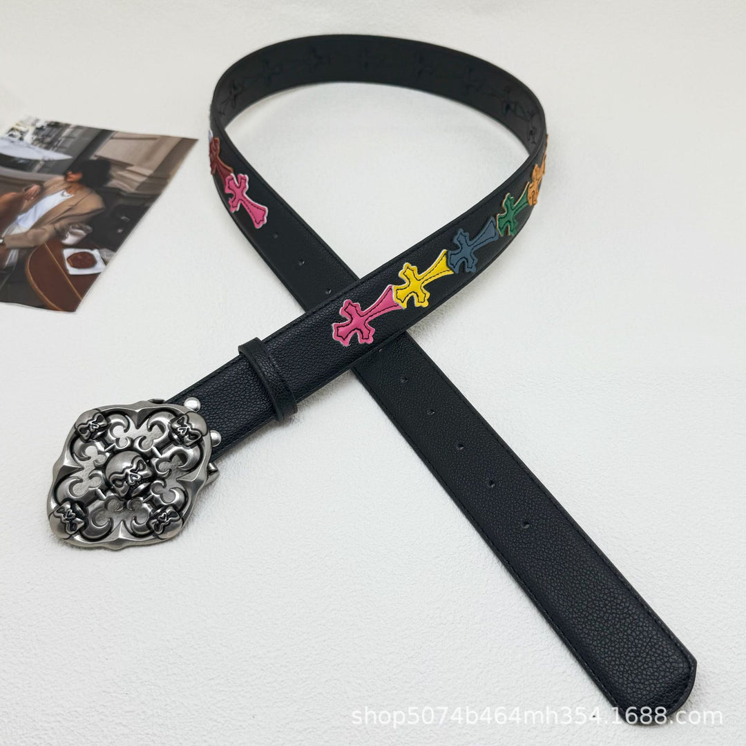 Chrome Hearts Cross-Motif Classic Leather Belt