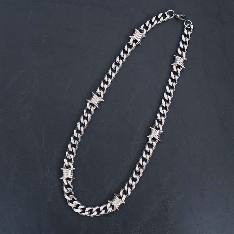 Hip Hop Thorn Cuban Chain Titanium Steel Necklace