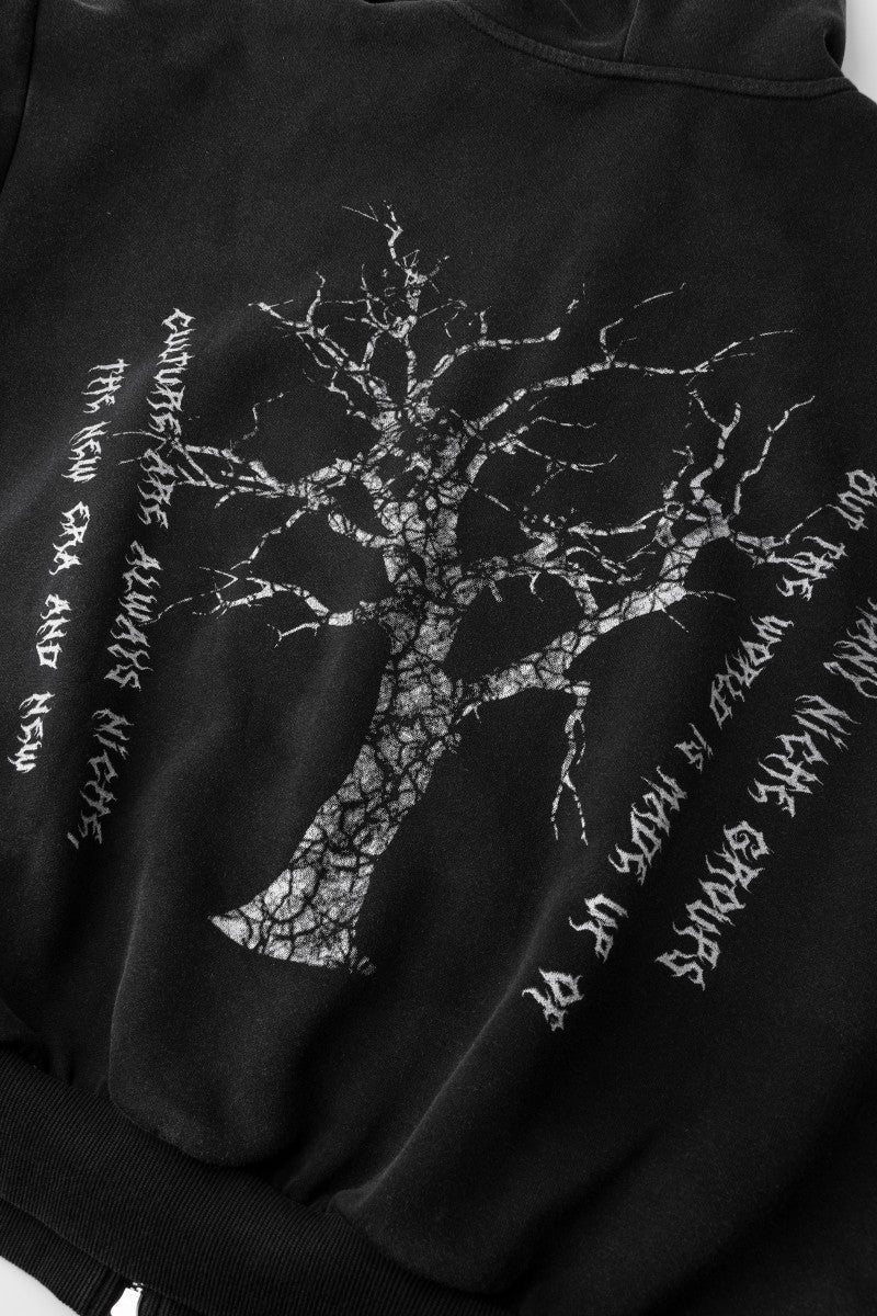 07 Dark style embroidered zip-up hooded sweatshirt