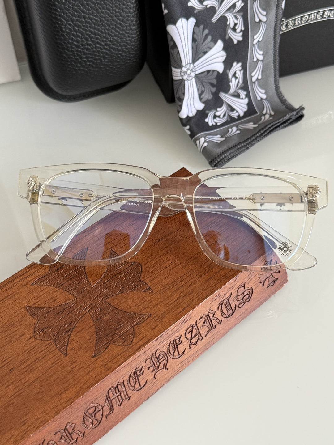 Chrome Hearts BOFFICER square frame glasses with cross pattern