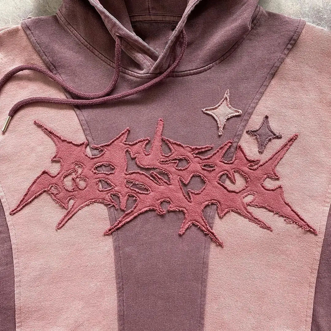 Y2K Star Pattern Patchwork Hoodie