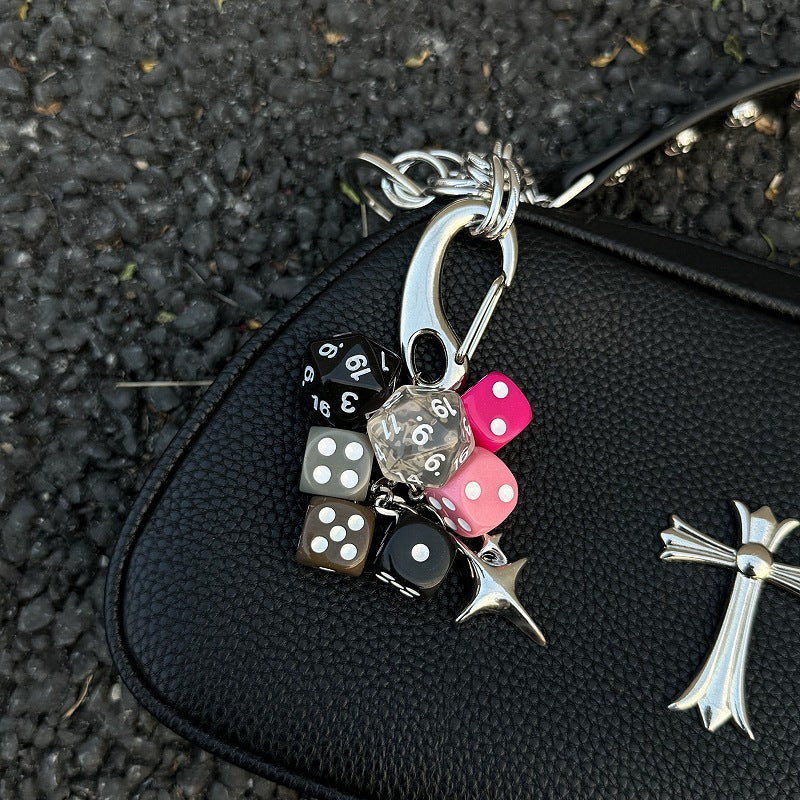 Purple and Gold Dice Handmade Bag Charm Waist Ornament