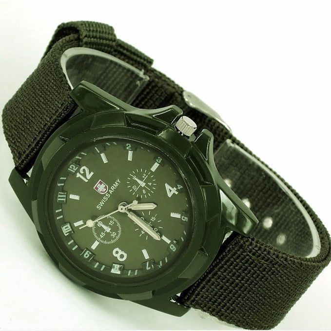 Stylish Military-Style Watch with Nylon/Fabric Strap