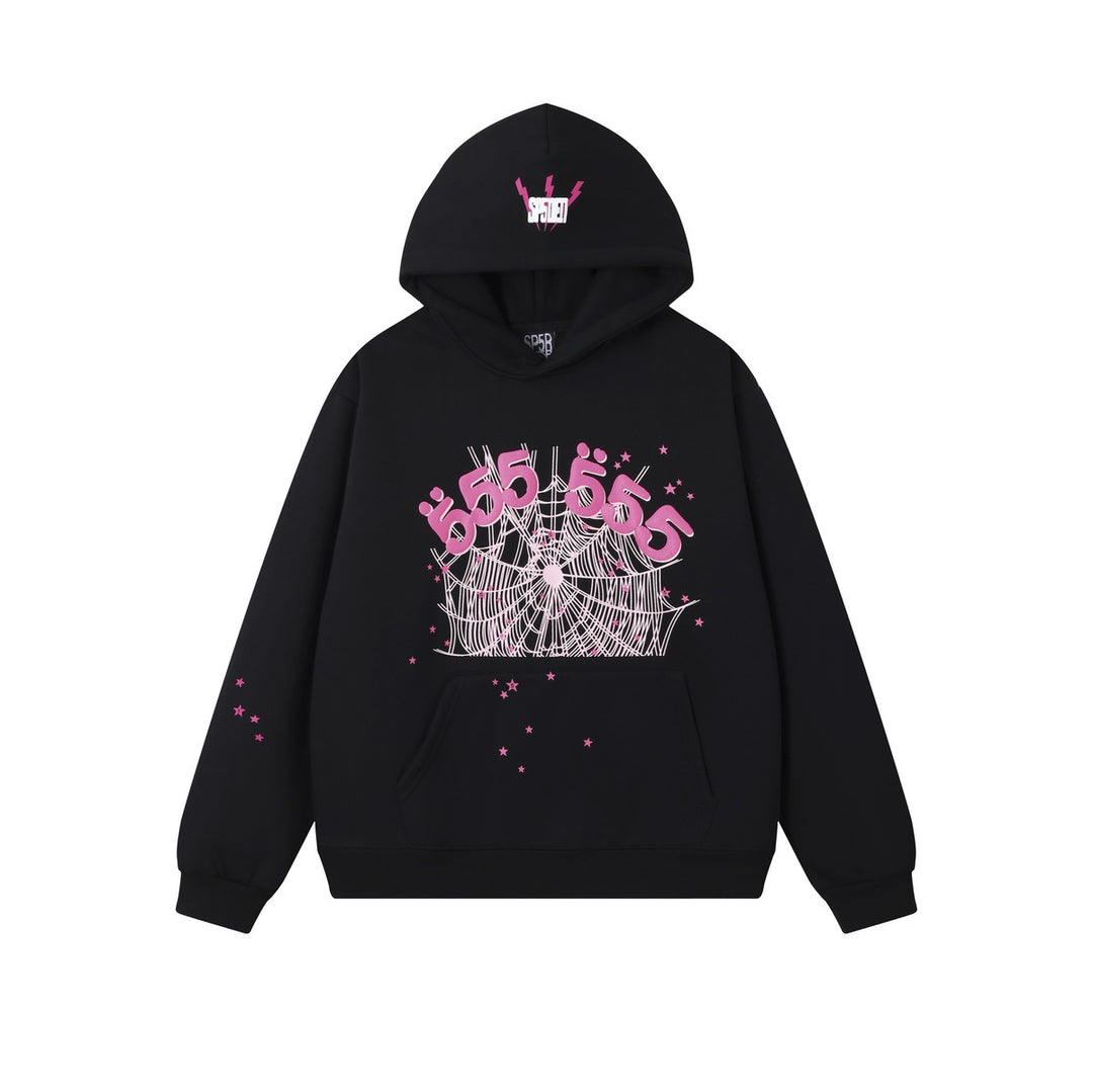 Sp5der foam letter 555 hoodie Pink Casual pants