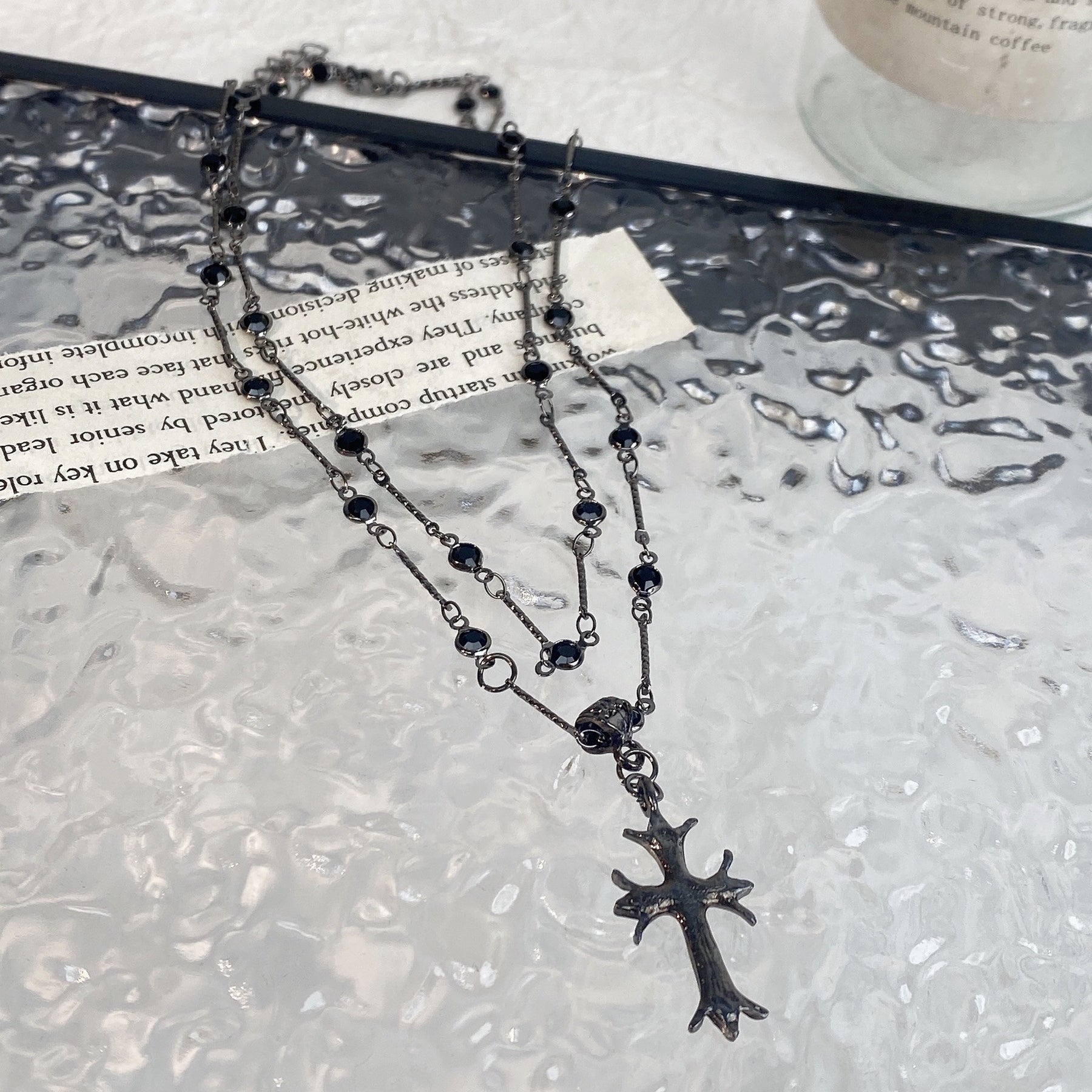 Dark Hot Girl Cross Double Layer Necklace