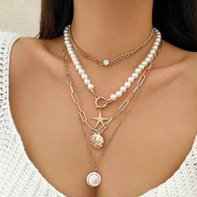 starfish necklace pearl shell necklace