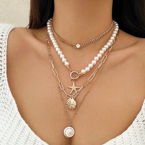 starfish necklace pearl shell necklace