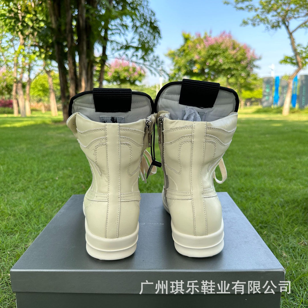 Thick-Sole, Height-Increasing, High-Top Genuine Leather Sports Boots