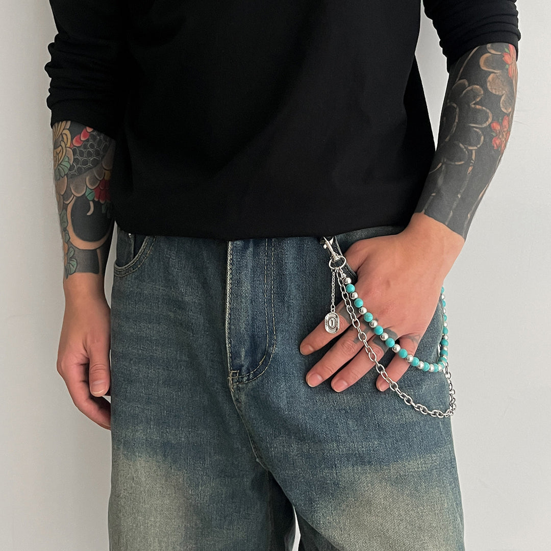 Turquoise Round-Bead Waist Chain