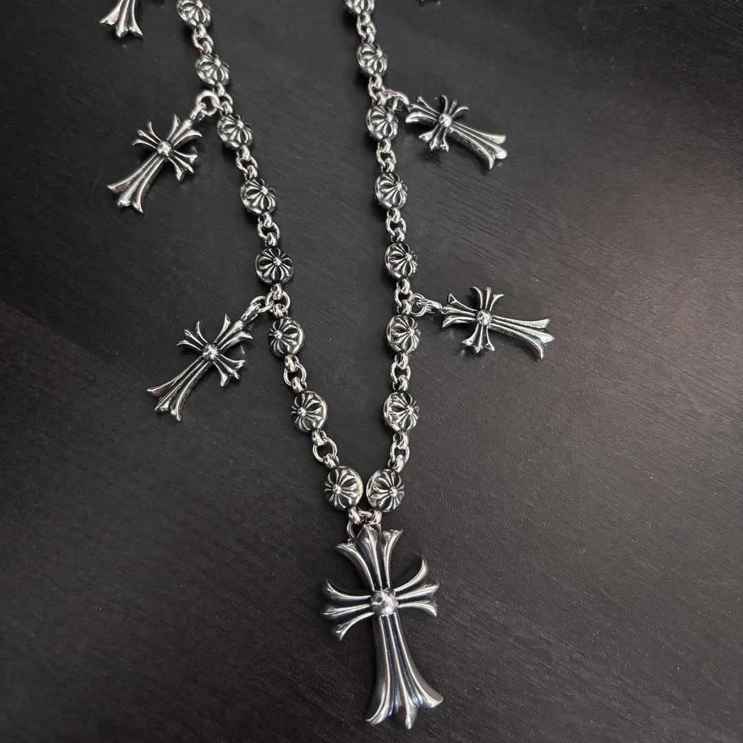 Chrome Hearts double lobster clasp cross pants chain