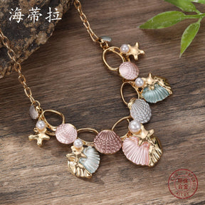 starfish necklace color oil painting shell necklace